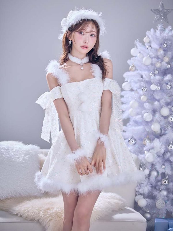 画像16: 【即日発送】【サンタ】ラメチュールオフショルリボンサンタコスプレ【コスプレ5点セット】【XS-Lサイズ/1カラー】[OF01]