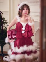 【送料無料！】【サンタ】ビジューフリルラメ2段フレアスカートセットアップサンタコスプレ【5点SET】【XS-Lサイズ】【予約/11月上旬発送予定】[OF04]吉木千沙都（ちぃぽぽ）着用