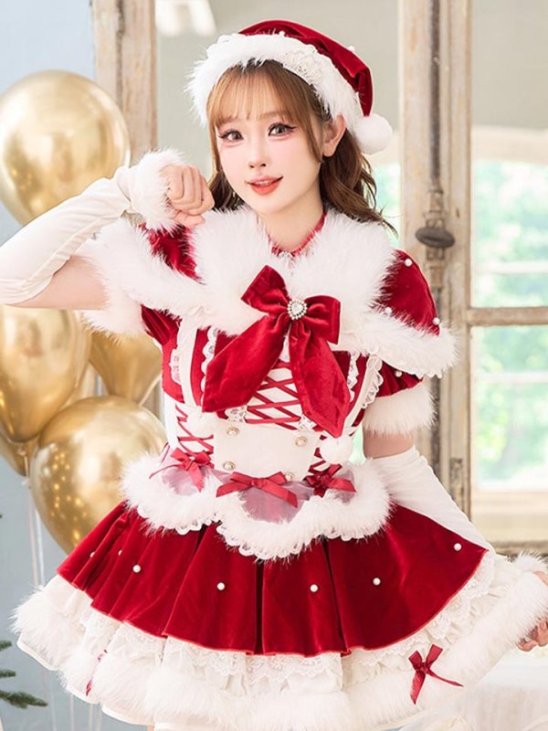 画像1: 【即日発送】【サンタ】ベルベットフルールパールサンタ【Malymoon/マリームーン】【コスプレ9点セット】【SM-MLサイズ/1カラー】[OF03]