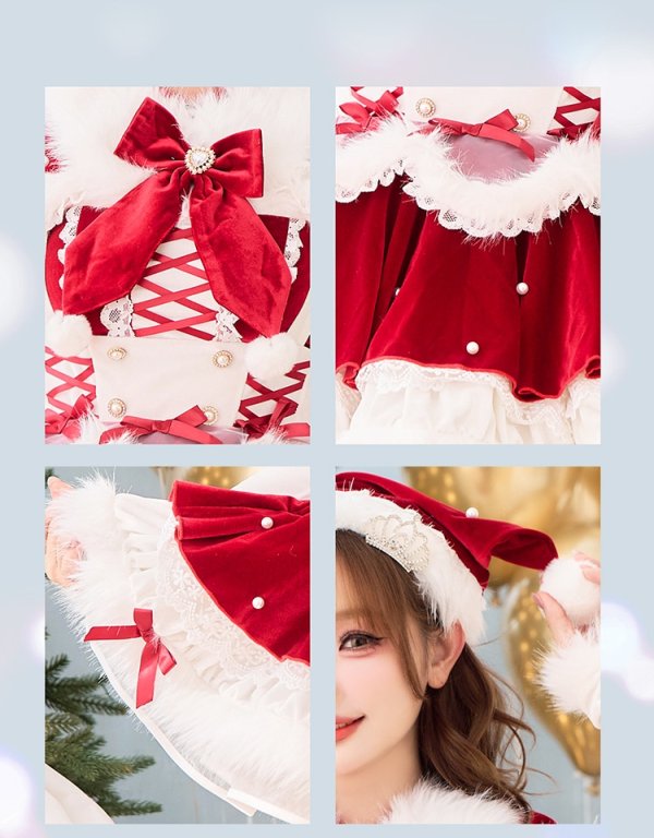 画像8: 【即日発送】【サンタ】ベルベットフルールパールサンタ【Malymoon/マリームーン】【コスプレ9点セット】【SM-MLサイズ/1カラー】[OF03]