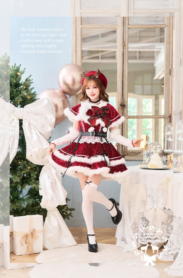 画像3: 【即日発送】【サンタ】ルージュベルベットビジュートナカイ【Malymoon/マリームーン】【コスプレ7点セット】【SM-MLサイズ/1カラー】[OF03]