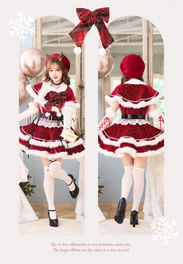 画像5: 【即日発送】【サンタ】ルージュベルベットビジュートナカイ【Malymoon/マリームーン】【コスプレ7点セット】【SM-MLサイズ/1カラー】[OF03]