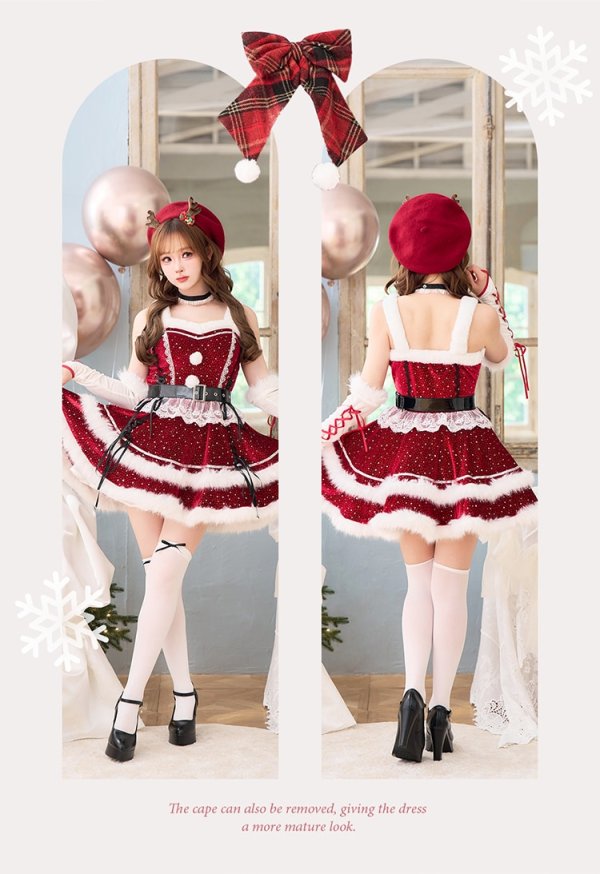 画像8: 【即日発送】【サンタ】ルージュベルベットビジュートナカイ【Malymoon/マリームーン】【コスプレ7点セット】【SM-MLサイズ/1カラー】[OF03]