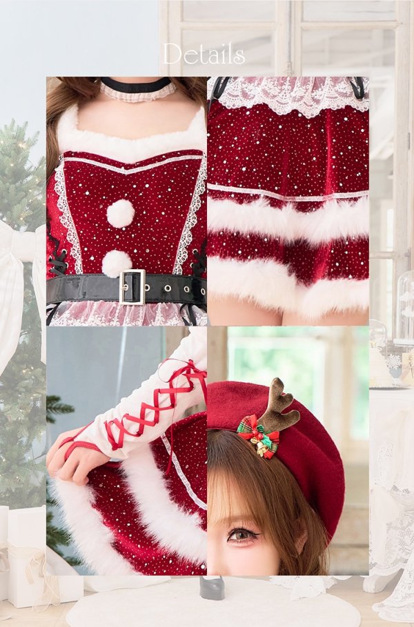 画像9: 【即日発送】【サンタ】ルージュベルベットビジュートナカイ【Malymoon/マリームーン】【コスプレ7点セット】【SM-MLサイズ/1カラー】[OF03]