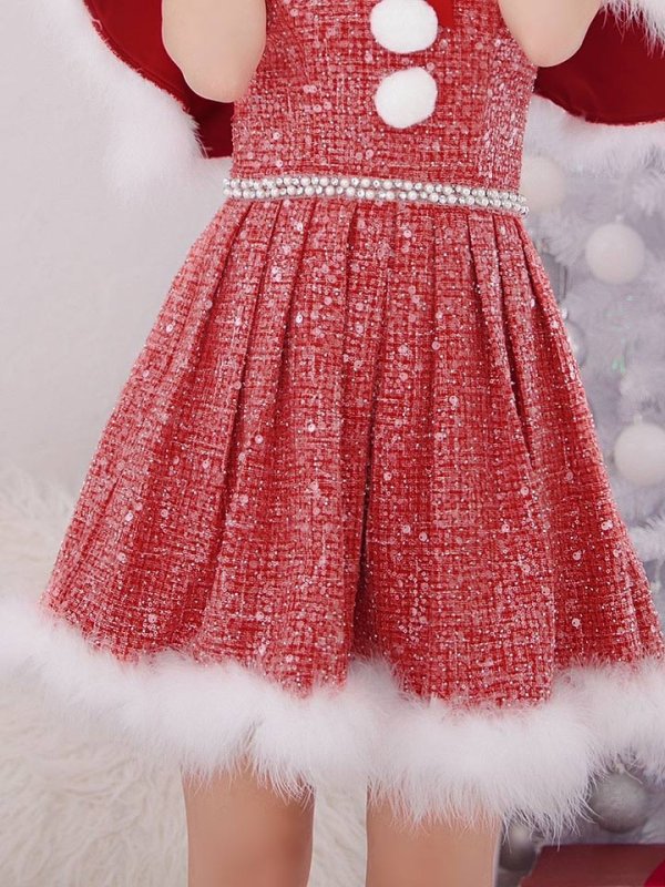 画像28: 【一部予約商品/11月中旬発送予定】【サンタコス 4点セット】【XS-XLサイズ/3カラー】ラメツイードミニワンピースサンタ[YMT]