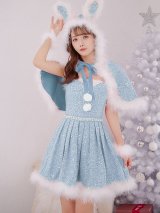 【一部予約商品/11月中旬発送予定】【サンタコス 4点セット】【XS-XLサイズ/3カラー】ラメツイードミニワンピースサンタ[YMT]