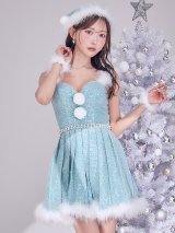 【一部予約商品/11月中旬発送予定】【サンタコス 4点セット】【XS-XLサイズ/3カラー】ラメツイードミニワンピースサンタ[YMT]
