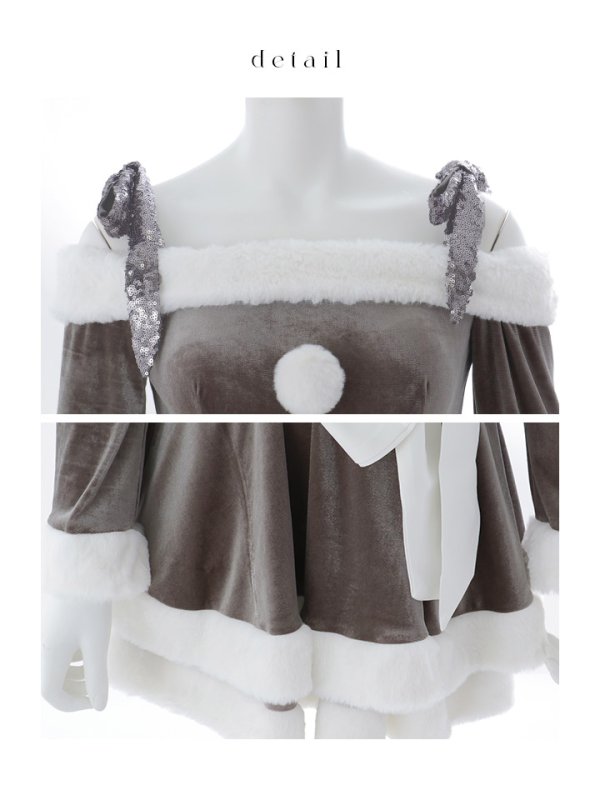 画像48: 【一部予約 / 11月中旬発送予定】【sugar nine サンタコス 4点セット】【XS-XLサイズ/8カラー】グリッターリボン2段フレアサンタコスプレ[OF01]