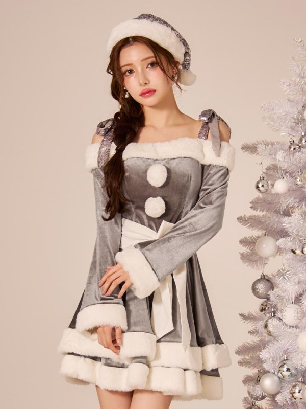 画像16: 【一部予約 / 11月中旬発送予定】【sugar nine サンタコス 4点セット】【XS-XLサイズ/8カラー】グリッターリボン2段フレアサンタコスプレ[OF01]