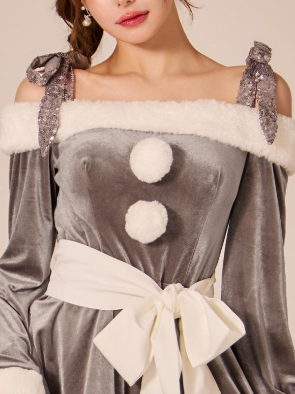 画像21: 【一部予約 / 11月中旬発送予定】【sugar nine サンタコス 4点セット】【XS-XLサイズ/8カラー】グリッターリボン2段フレアサンタコスプレ[OF01]