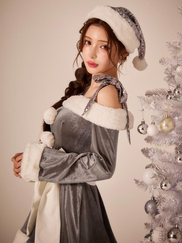 画像10: 【一部予約 / 11月中旬発送予定】【sugar nine サンタコス 4点セット】【XS-XLサイズ/8カラー】グリッターリボン2段フレアサンタコスプレ[OF01]