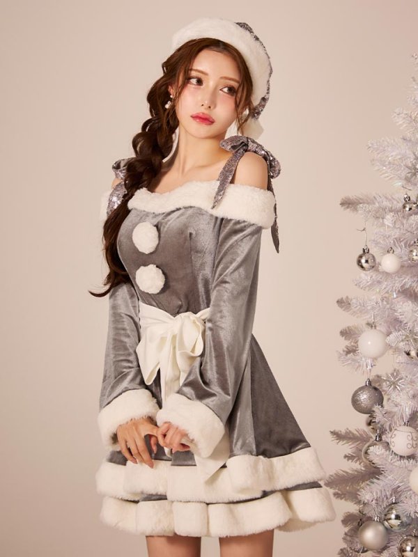 画像11: 【一部予約 / 11月中旬発送予定】【sugar nine サンタコス 4点セット】【XS-XLサイズ/8カラー】グリッターリボン2段フレアサンタコスプレ[OF01]