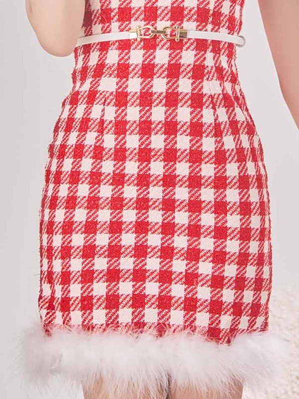 画像14: 【サンタコス 5点セット】ギンガムチェック タイトワンピースサンタコスプレ【XS-XLサイズ/2カラー】[YMT]