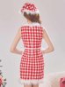 画像12: 【サンタコス 5点セット】ギンガムチェック タイトワンピースサンタコスプレ【XS-XLサイズ/2カラー】[YMT] (12)
