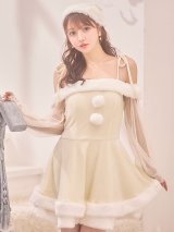 【即日発送】【サンタコス 3点セット】【XS-XLサイズ/1カラー】オフショルダーシアーチュールフレアサンタコスプレ[OF01]