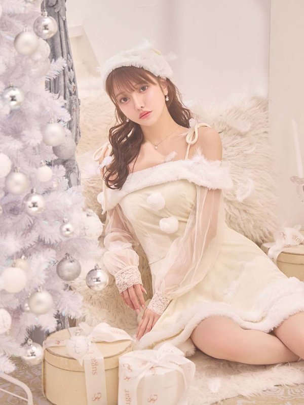 画像11: 【サンタSALE!!】【即日発送】【サンタコス 3点セット】【XS-XLサイズ/1カラー】オフショルダーシアーチュールフレアサンタコスプレ[HC02]