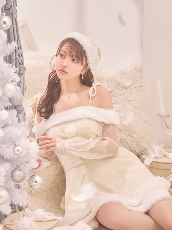 画像13: 【サンタSALE!!】【即日発送】【サンタコス 3点セット】【XS-XLサイズ/1カラー】オフショルダーシアーチュールフレアサンタコスプレ[HC02]