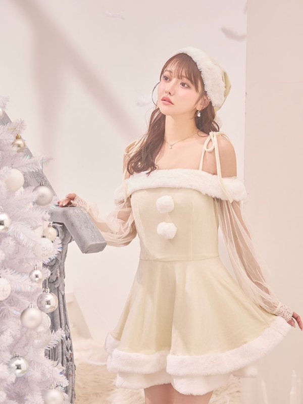 画像20: 【サンタSALE!!】【即日発送】【サンタコス 3点セット】【XS-XLサイズ/1カラー】オフショルダーシアーチュールフレアサンタコスプレ[HC02]