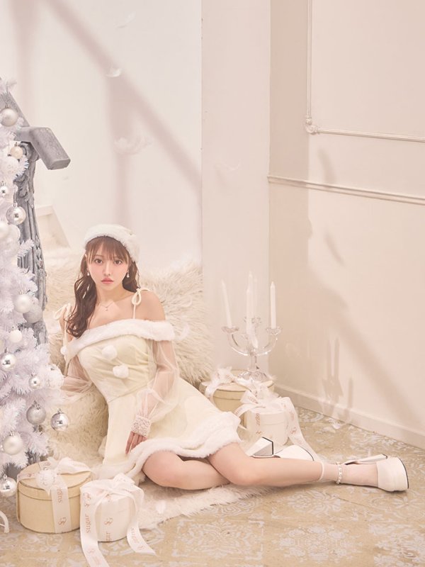 画像21: 【サンタSALE!!】【即日発送】【サンタコス 3点セット】【XS-XLサイズ/1カラー】オフショルダーシアーチュールフレアサンタコスプレ[HC02]