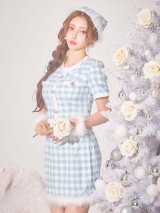 【即日発送！】【サンタコス 4点セット】【S-Mサイズ/1カラー】ギンガムチェックタイトサンタコスプレ[OF01]