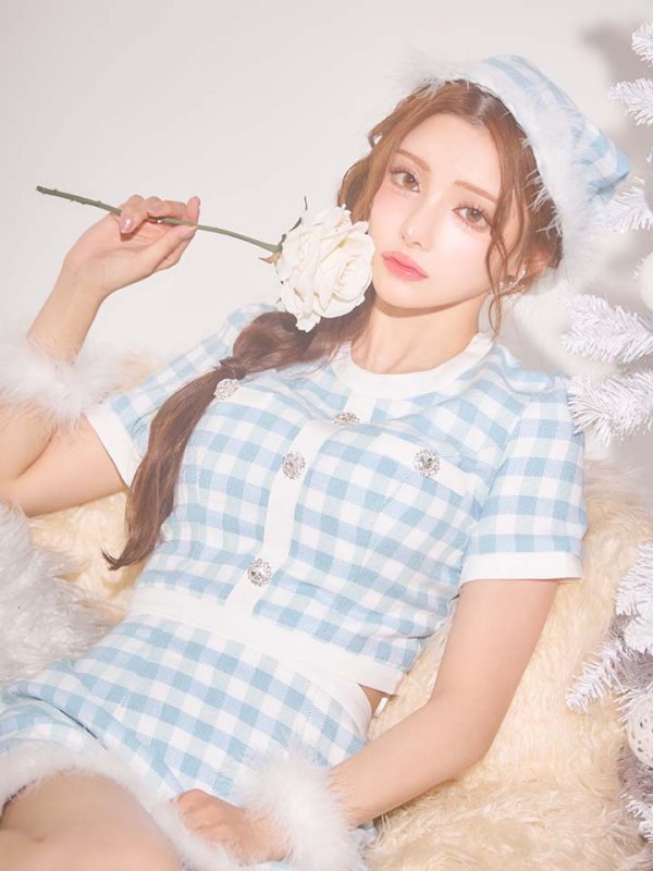 画像10: 【サンタSALE!!】【即日発送！】【サンタコス 4点セット】【S-Mサイズ/1カラー】ギンガムチェックタイトサンタコスプレ[HC02]