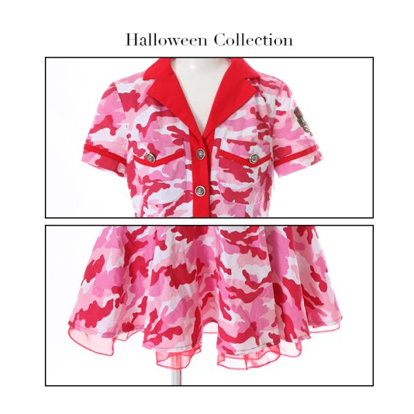 画像10: 【SALE!!】【即日発送】ピンクアーミーワンピース【ハロウィンコスプレ3点セット】【S-XLサイズ/1カラー】（STEE06 W）[OF01]