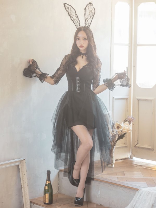 画像5: 【即日発送】ブラックバニーコスプレセット/ショートインロング【sugar nineハロウィン4点セット】 【S?XLサイズ/1カラー】[OF01]