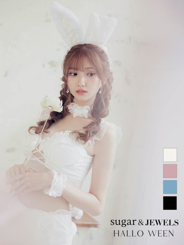 画像3: 【即日発送】【sugar nine×マリームーンコラボ】 セクシーレースバニーコスプレセット【sugar nineハロウィン7点セット】【S-Mサイズ/1カラー】[HC03]