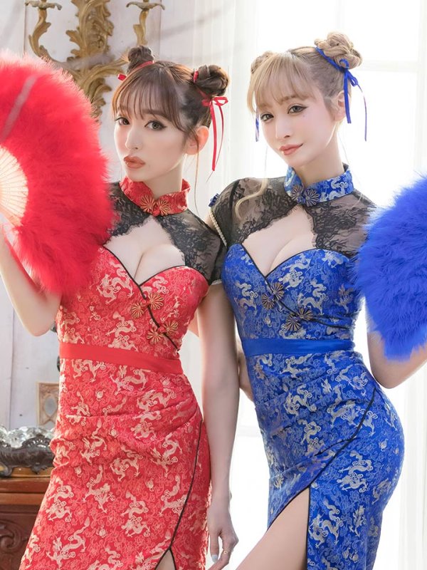 画像6: 【即日発送】ロングチャイナドレスコスプレセット【ハロウィン2点セット】【4サイズ/2カラー】(SE01YN)【OF01】