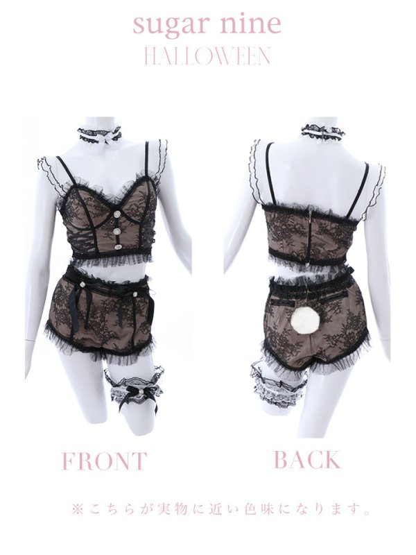 画像13: 【ハロウィン】セパレートレースバニーコスプレ/セットアップ/2ピース【コスプレ7点セット】【XS-Mサイズ/1カラー】[OF01]
