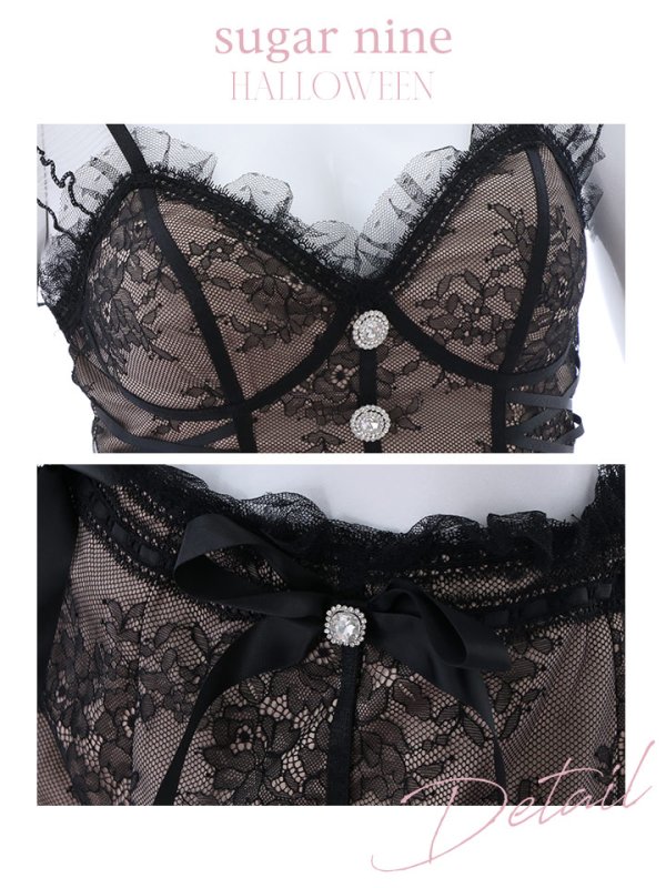 画像12: 【ハロウィン】セパレートレースバニーコスプレ/セットアップ/2ピース【コスプレ7点セット】【XS-Mサイズ/1カラー】[OF01]