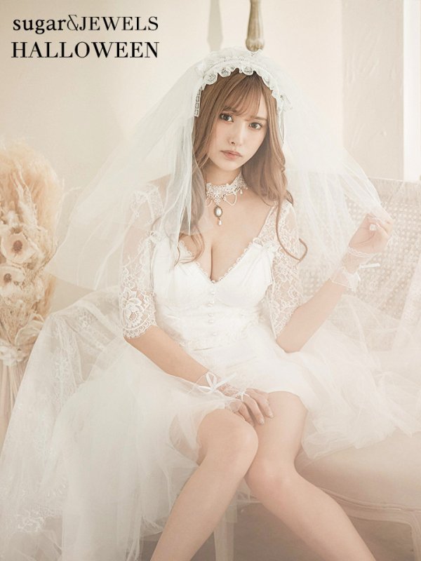 画像3: 【SALE!!】【即日発送】ショートイン花嫁ゾンビコスプレ/ブライドゾンビ【sugar nineハロウィン4点セット】【S-Lサイズ/1カラー】[OF01]