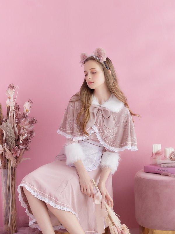 画像4: 【SALE!!】【即日発送】ファーポンチョ付きベアメイドコスプレ/ワンピースコスプレ【sugar nineハロウィン4点セット】【S-Lサイズ/1カラー】[OF01]