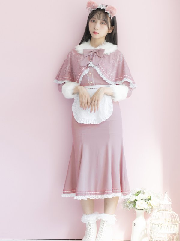 画像4: 【SALE!!】【即日発送】ファーポンチョ付きベアメイドコスプレ/ワンピースコスプレ【sugar nineハロウィン4点セット】【S-Lサイズ/1カラー】[OF01]