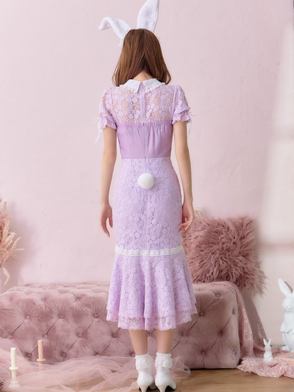 画像6: 【SALE!!】【即日発送】バニーレースワンピースコスプレ/マーメイドスカート【sugar nineハロウィン3点セット】【S-Lサイズ/2カラー】(SU220153)[OF01]