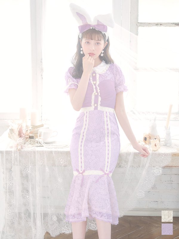 画像2: 【値下げ！】【即日発送】【ハロウィン】 バニーレースワンピースコスプレ 【コスプレ3点セット】【S-Lサイズ/2カラー】[YMT]