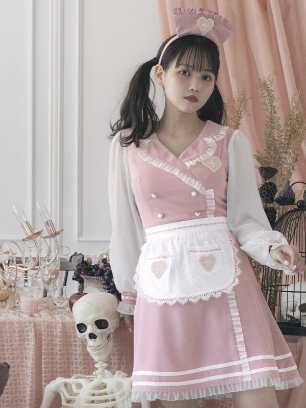 画像9: 【即日発送】ナースコスプレ/ワンピースコスプレ/Aライン/フレアスカート【sugar nineハロウィン3点セット】【S-Lサイズ/1カラー】(SU220155)[OF01]