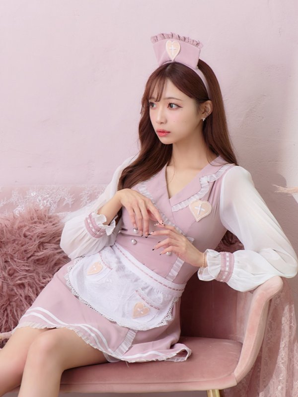 画像11: 【即日発送】ナースコスプレ/ワンピースコスプレ/Aライン/フレアスカート【sugar nineハロウィン3点セット】【S-Lサイズ/1カラー】(SU220155)[OF01]