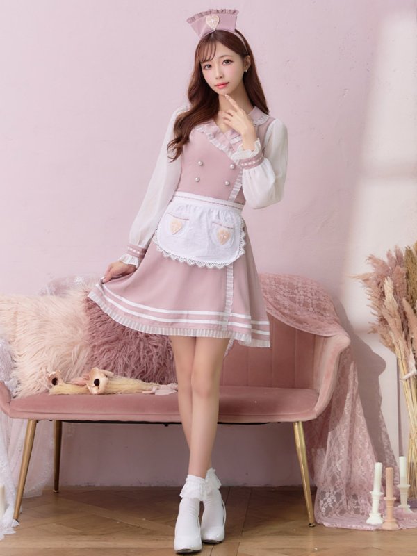 画像6: 【即日発送】ナースコスプレ/ワンピースコスプレ/Aライン/フレアスカート【sugar nineハロウィン3点セット】【S-Lサイズ/1カラー】(SU220155)[OF01]