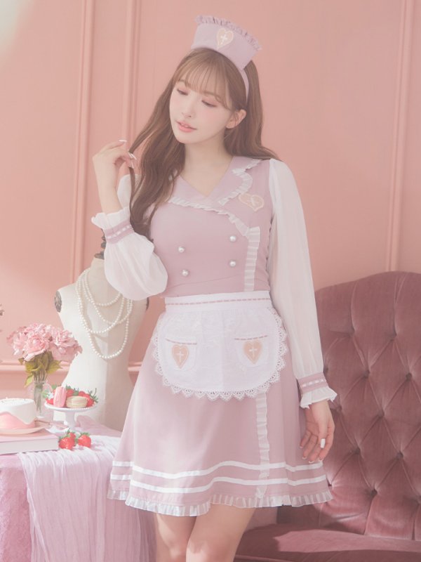 画像4: 【即日発送】ナースコスプレ/ワンピースコスプレ/Aライン/フレアスカート【sugar nineハロウィン3点セット】【S-Lサイズ/1カラー】(SU220155)[OF01]