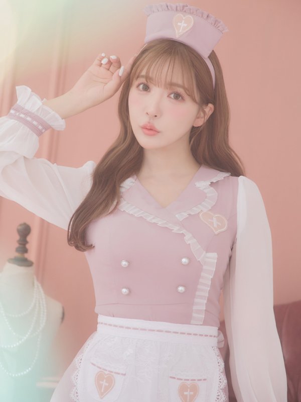 画像7: 【即日発送】ナースコスプレ/ワンピースコスプレ/Aライン/フレアスカート【sugar nineハロウィン3点セット】【S-Lサイズ/1カラー】(SU220155)[OF01]