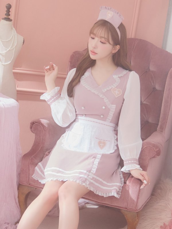 画像8: 【即日発送】ナースコスプレ/ワンピースコスプレ/Aライン/フレアスカート【sugar nineハロウィン3点セット】【S-Lサイズ/1カラー】(SU220155)[OF01]