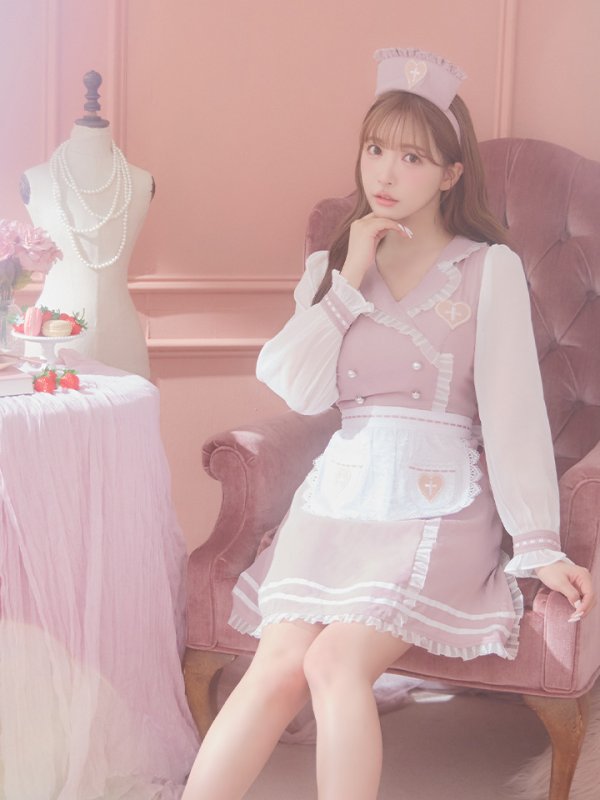 画像12: 【即日発送】ナースコスプレ/ワンピースコスプレ/Aライン/フレアスカート【sugar nineハロウィン3点セット】【S-Lサイズ/1カラー】(SU220155)[OF01]