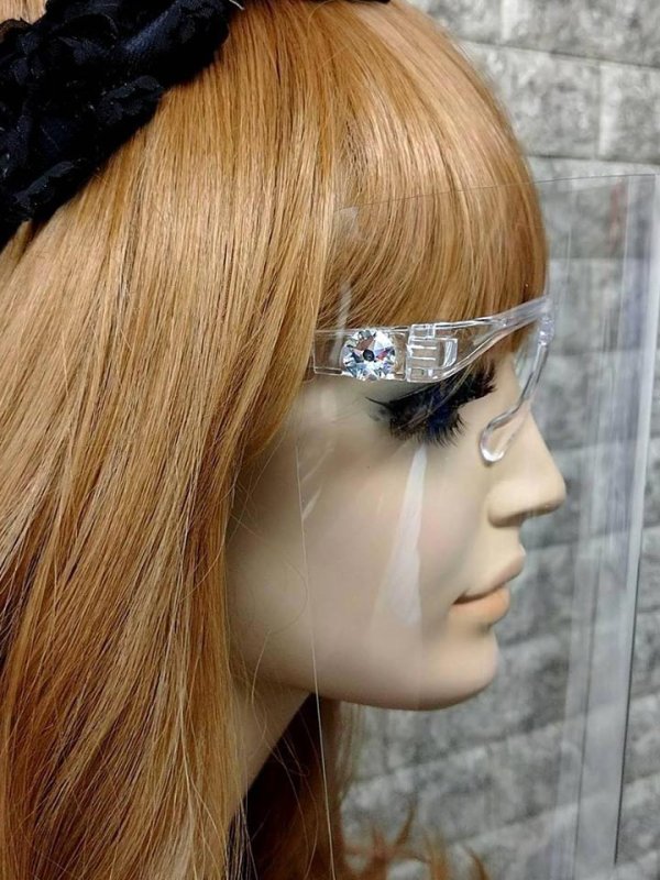 画像3: 【シールド単品10枚入り】エンリケちゃん着用 キラキラスワロフスキー付きフェイスシールド