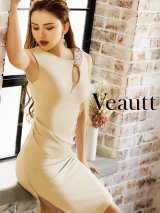 【4月30日までファイナルセール開催中！! 】XS-Lサイズあり【Veautt/ヴュート】【OF05】ショルダービジュー/ ウエストギャザー/ サイドジップ/ タイト/ ひざ丈/ ミディアム/ キャバドレス
