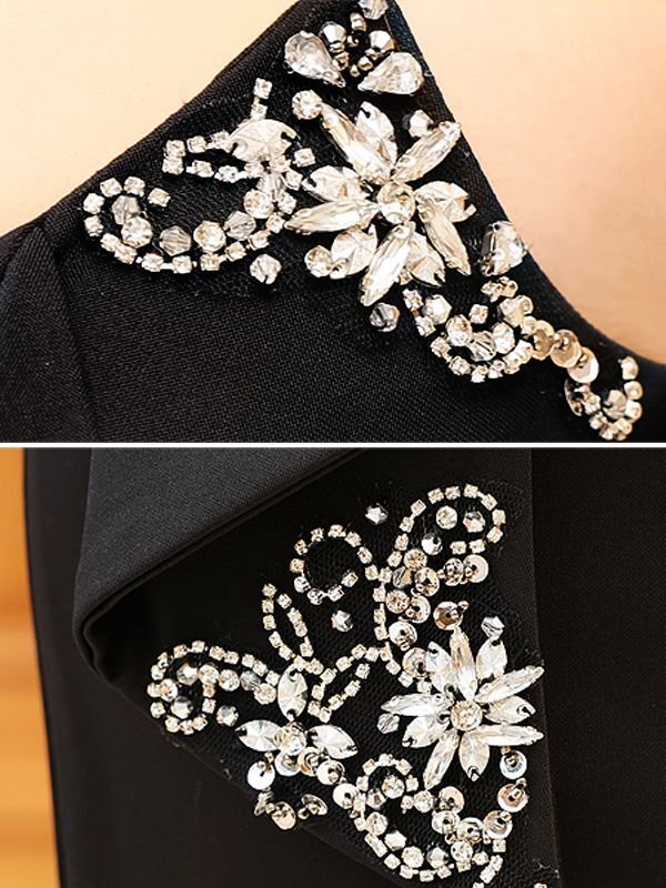 画像5: XSサイズあり【Veautt/ヴュート】【OF05】バストリボン/ ビジュー/ アシンメトリーデザイン/ ひざ丈/ タイト/ ミディアムドレス/ ミニドレス/ キャバドレス