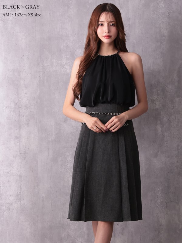ブラックxグレー モデル：あみ　身長：163cm　着用サイズ：Sサイズ