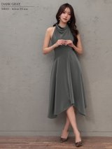 XSサイズあり【Veautt/ヴュート】【OF05】ネックデザイン/ アシンメトリー/ フレア/ ワンピース/ ミディアムドレス/ キャバドレス