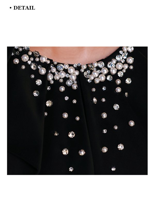 画像8: XSサイズあり【Veautt/ヴュート】 アッパーフリルデザイン/ ビジュー/ ファスナー/ タイト/ ミディアムドレス/ キャバドレス