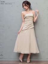 【予約商品/2月中旬-2月下旬発送予定】XSサイズあり【Veautt/ヴュート】【OF05】ベアトップ/ スカーフ/ ウエストタック/ ボタン/ シフォン/ 2way/ フレア/ ワンピース/ ミディアムドレス/ キャバドレス